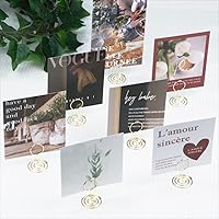 Vista 5 de 20 soportes para tarjetas de lugar, bonitos soportes para números de mesa, tamaño pequeño, soportes de números, clips de menú de fotos de alambre