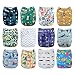 Babygoal Baby Cloth Diapers,One Size Adjustable Reusable Pocket Cloth Diaper 12pcs Diapers+12pcs Bamboo Viscose Inserts+One Wet Bag+4pcs Baby Wipes 12fb39-2