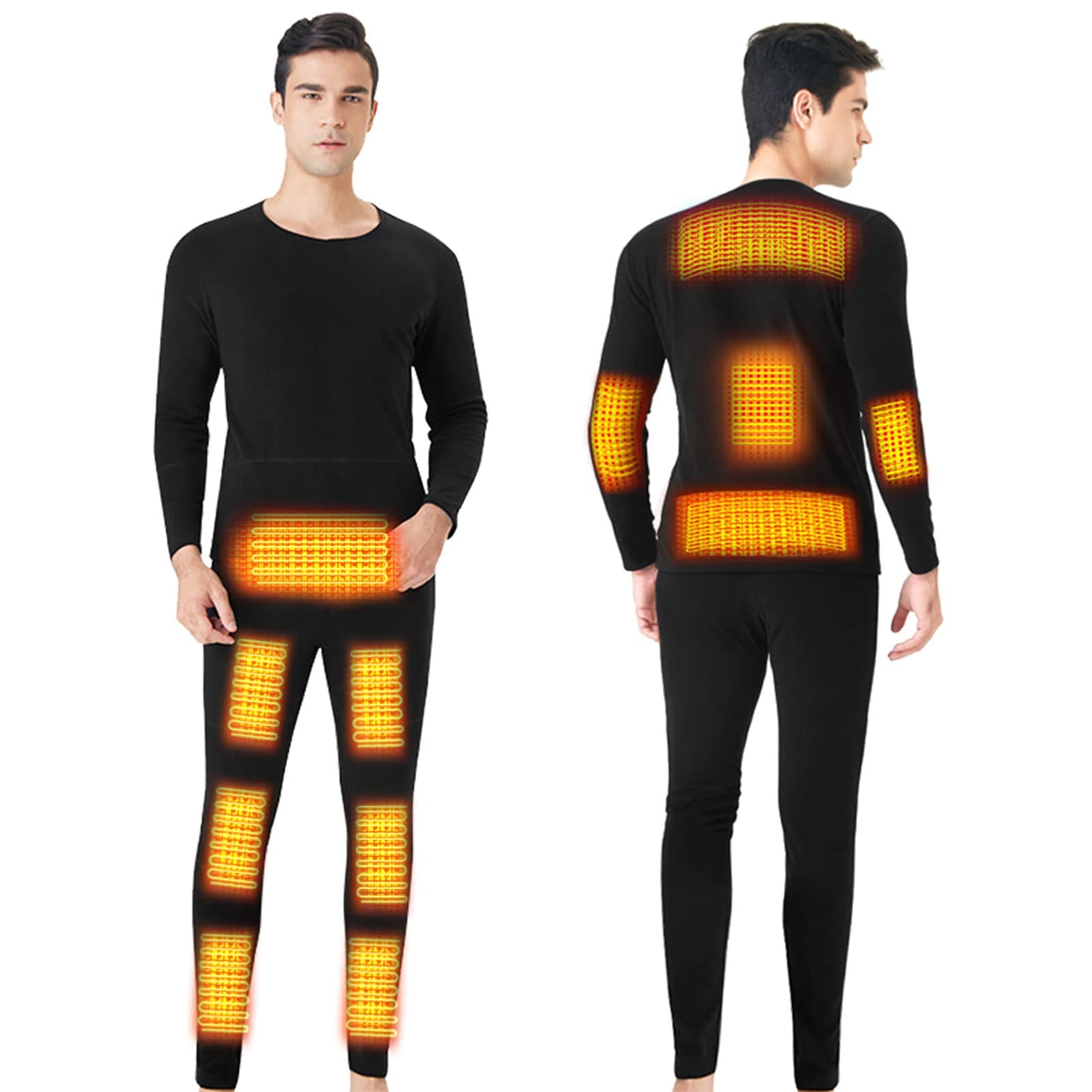 Abbigliamento Caldo per Riscaldamento Elettrico, termostato Intelligente a 3 velocità Abbigliamento per Riscaldamento Elettrico Set di Biancheria Intima riscaldata per Uomo Donna (Nero XL)