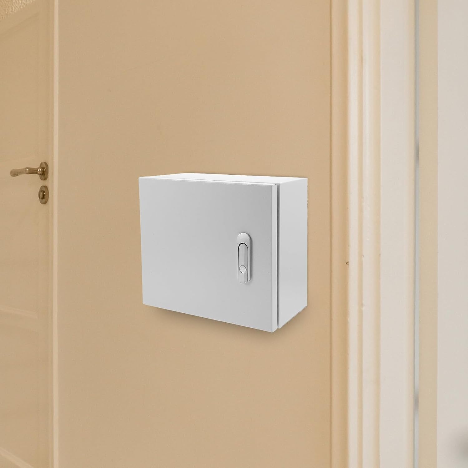 TEHAUX Outdoor Waterproof Wall-Mounted Electrical Distribution Box 30x25x14cm with Lock and Keys, Weatherproof Metal Outdoor Junction Electrical Enclosure for Power Control