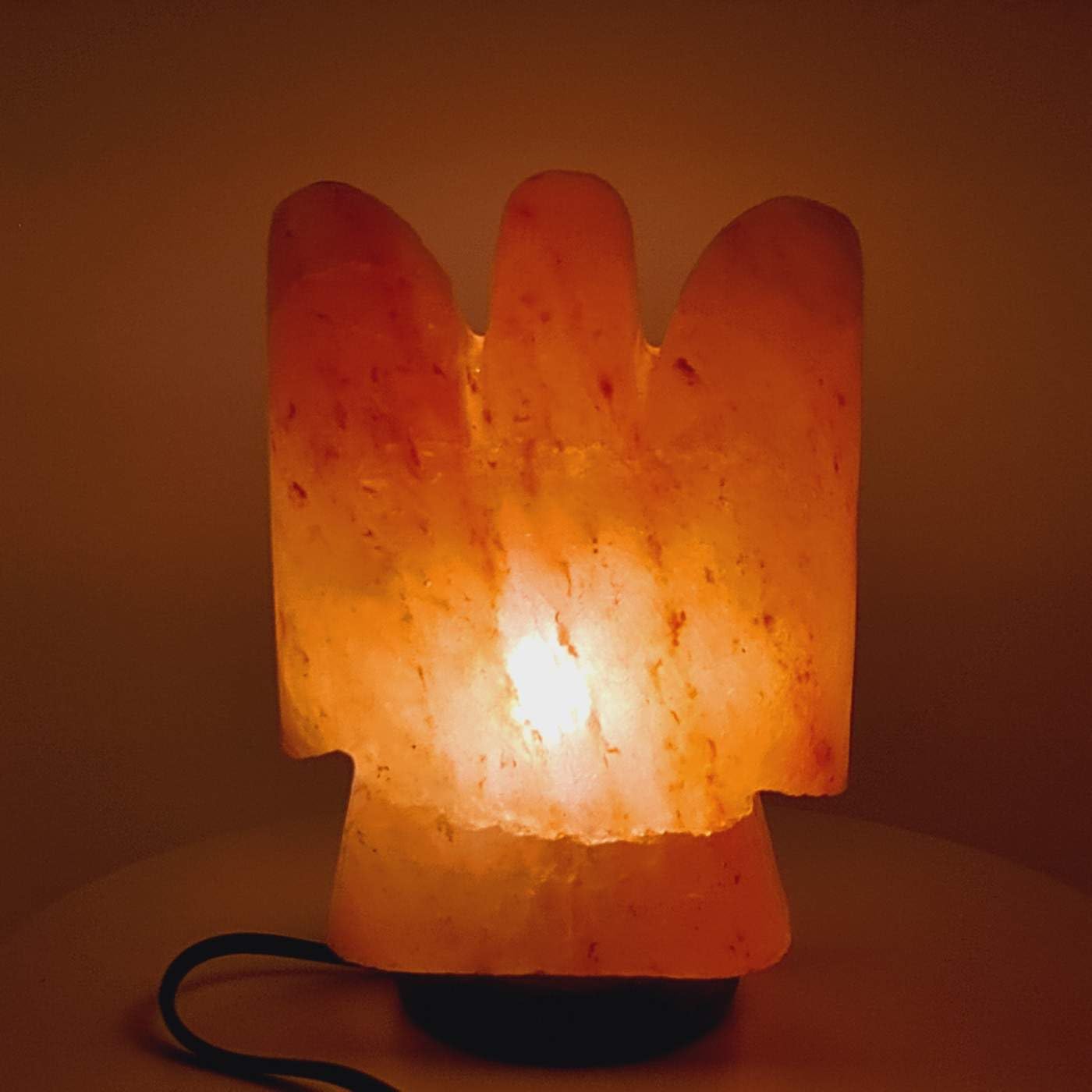 Lampada di Sale dell'Himalaya in Cristallo di Sale, Angelo, Rosa, Fatta a Mano, Decorazione per la Casa