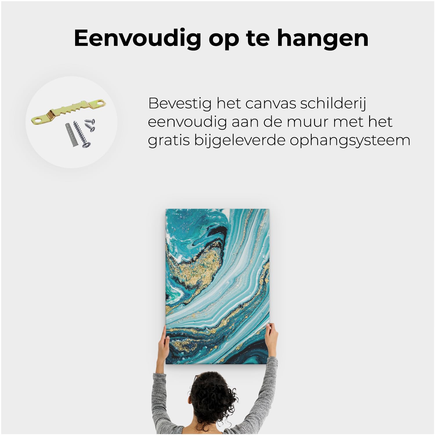 Artaza Leinwand Bilder Abstrakte Kunst Meer - 60x90 cm - Wanddeko Wohnzimmer - Abstrakte Bilder Leinwand - Deko Badezimmer - Türkis