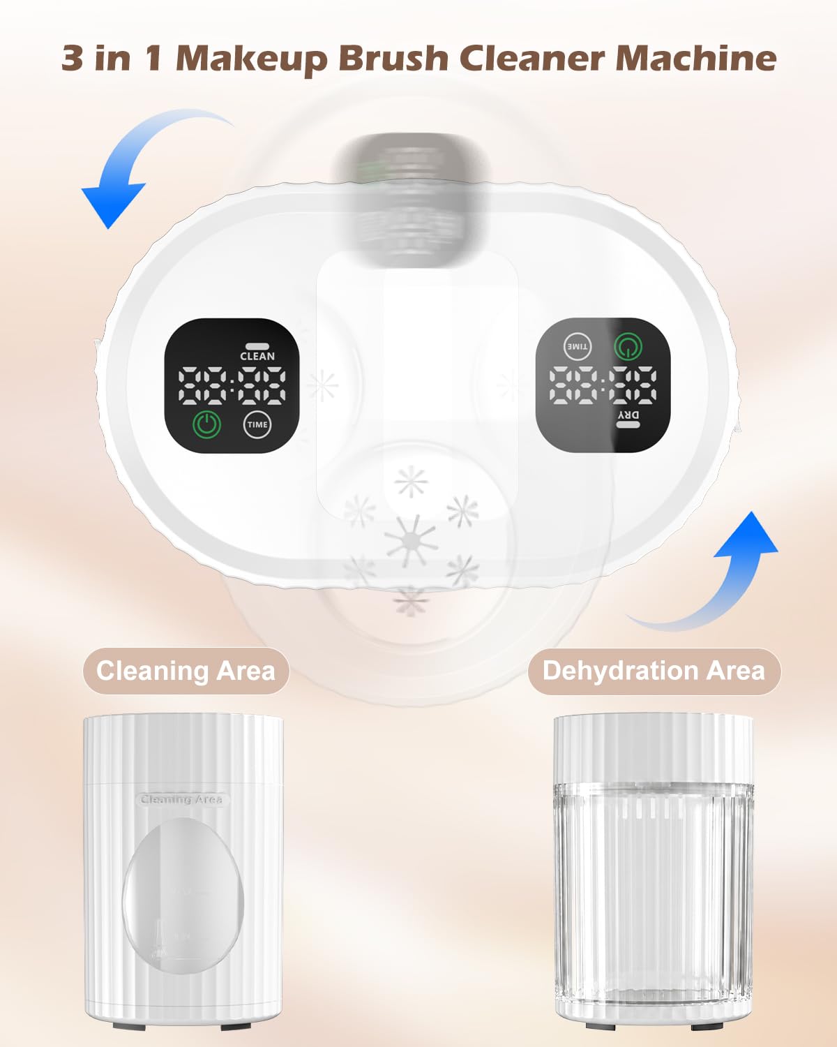 CloudValley Nettoyeur Électrique de Pinceaux de Maquillage, Nettoyage & Séchage Rapide Automatique, Compact et Silencieux, Pour Particuliers et Professionnels