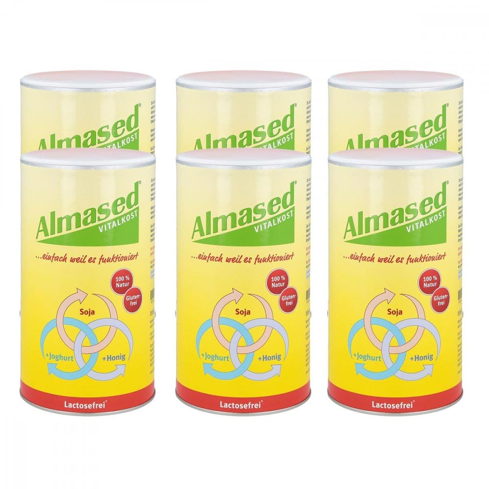 Almased Lactosefrei - Proteinreicher Mahlzeitersatz für das Gewichtsmanagement – 6x 500g – 60 Portionen – glutenfrei und vegetarisch – ohne künstliche Zusätze