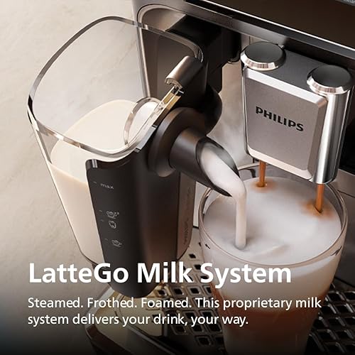 Miniatura 6 de Philips Máquina de café espresso totalmente automática serie 4400, sistema de leche LatteGo, molinillo integrado, 12 preajustes de café caliente y