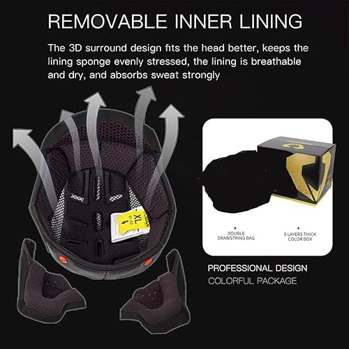 Miniatura 7 de Casco deportivo de motocicleta de cara completa cascos de motocross Bluetooth casco de motocross con visera solar y gafas aprobado por DOT hombres