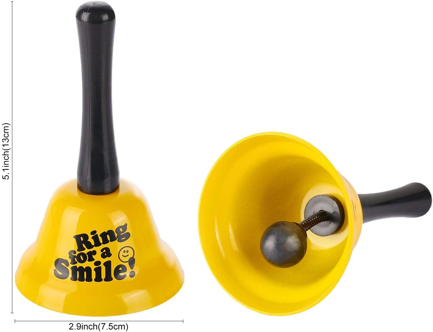 VABNEER Hand Bell Metal Tea Bell Service Bell Gold Hand Bell School Small Hand Bell for Adults (Yellow)