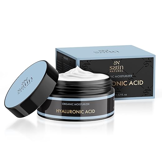 Crema Hidratante Facial Mujer - Acido Hialuronico Puro Orgánica 50ml - Vegana - Crema Reafirmante Antiarrugas para Mujer con Vitamina E - Crema Facial Mujer - Crema Hidratante Facial - Satin Naturel