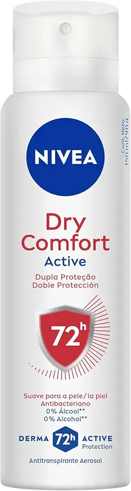 NIVEA Desodorante Antitranspirante Aerossol Dry Comfort 150ml - Proteção prolongada de 72h, dupla proteção com ativos antitranspirantes, sensação de axilas secas e frescas