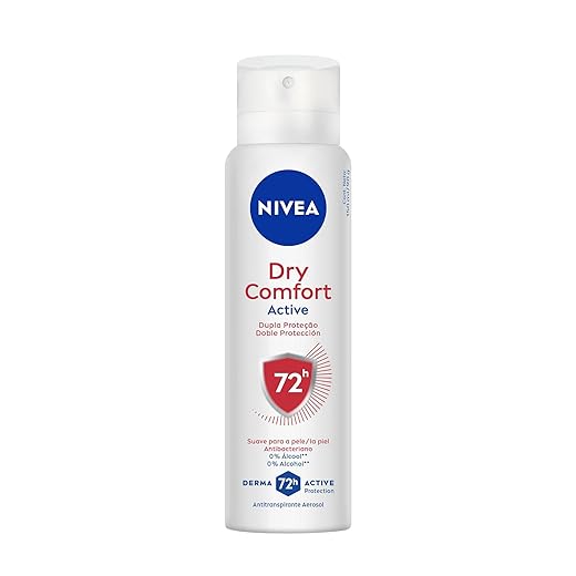 NIVEA Desodorante Antitranspirante Aerossol Dry Comfort 150ml - Proteção prolongada de 72h, dupla proteção com ativos antitranspirantes, sensação de axilas secas e frescas