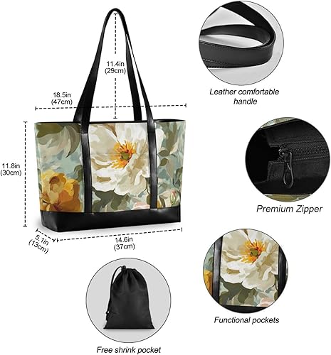 Miniatura 4 de Vintage Flower moderno portátil bolso con cremallera monederos de trabajo para enfermera trabajo con tableta bolso para laptop mujer