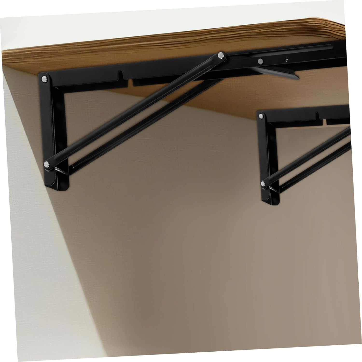 Zerodeko 2pcs Heavy Duty Steel Folding Shelf Brackets Space Saving Wall Mounted Bracket for Home Office Warehouse Shape Support for Floating Shelves Thickness