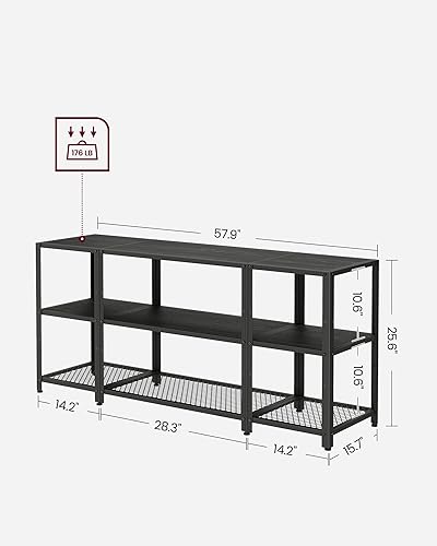 Miniatura 6 de VASAGLE Soporte de TV para televisores de 65 pulgadas, centro de entretenimiento industrial, consola de TV moderna con estantes de almacenamiento