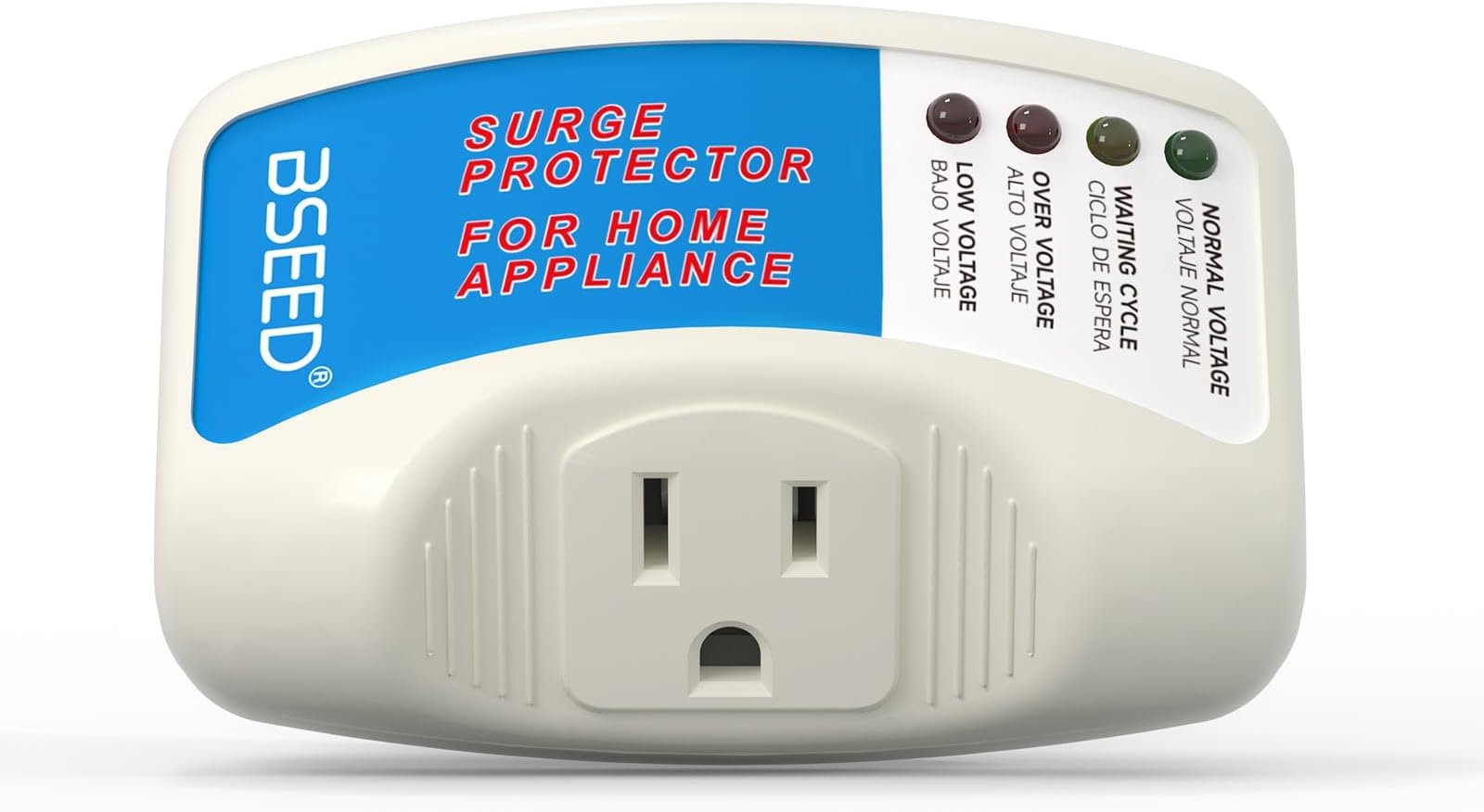 BSEED Surge Protector for Refrigerator, Single Outlet Surge Protector Plug in for Home Appliance Multi Function Plug with Protection Wall Mount Power Suppressor for TV/PC/PS5, 15A, 125V, 1875W, 1 Pack