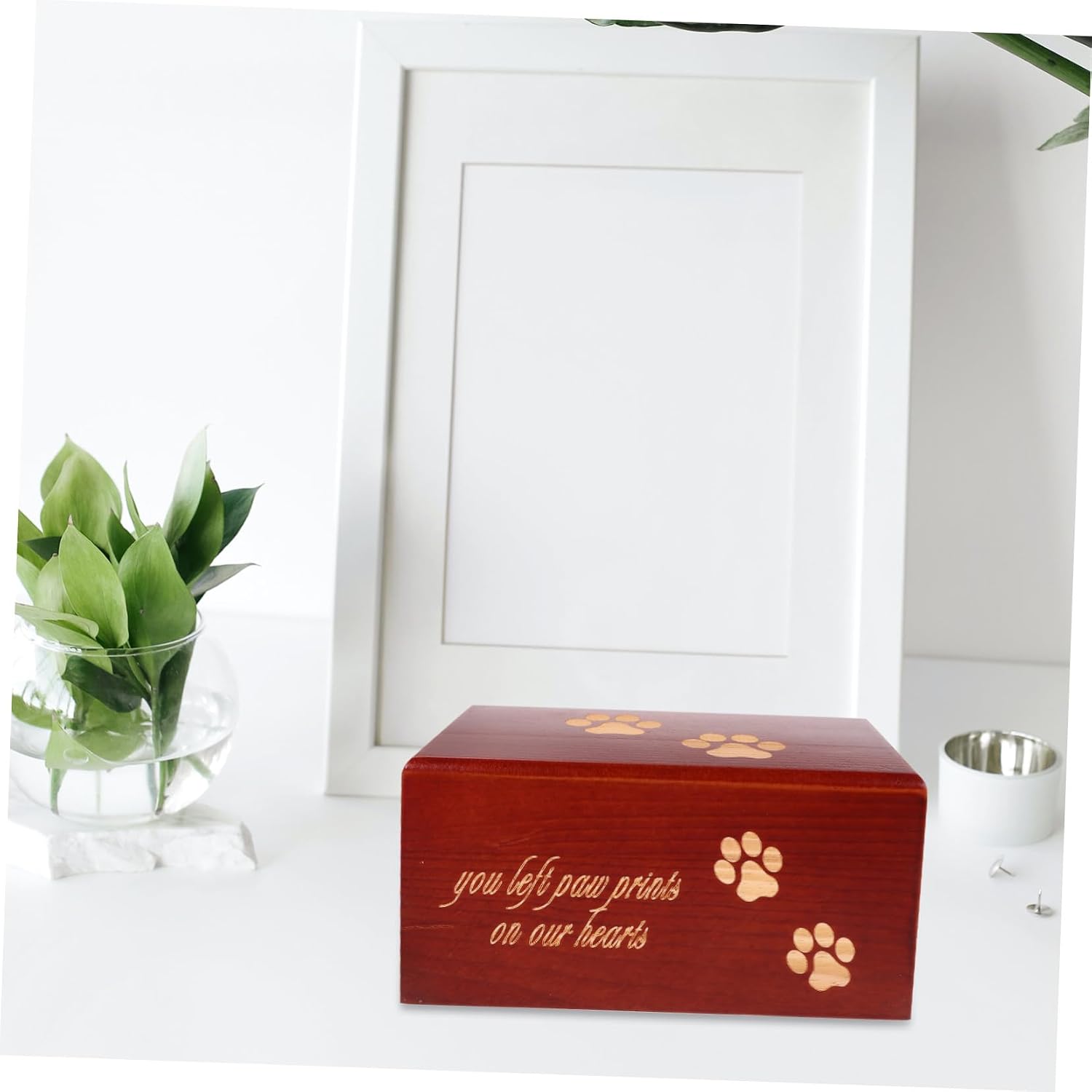 COLLBATH Small Wooden Pet Urn Cremation Casket for Dog and Cat Ashes Memorial Box with Smooth Surface and Elegant Color Compact and Portable Pet Ashes Container for Keepsake and Remembrance