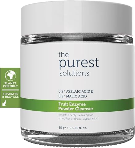 The Purest Solutions, Arındırıcı ve Canlandırıcı Tüm ciltler için Meyve Asitleri İçeren Toz Temizleyici 55 Gr (%0,2 Azelaik Asit & Malik Asit)