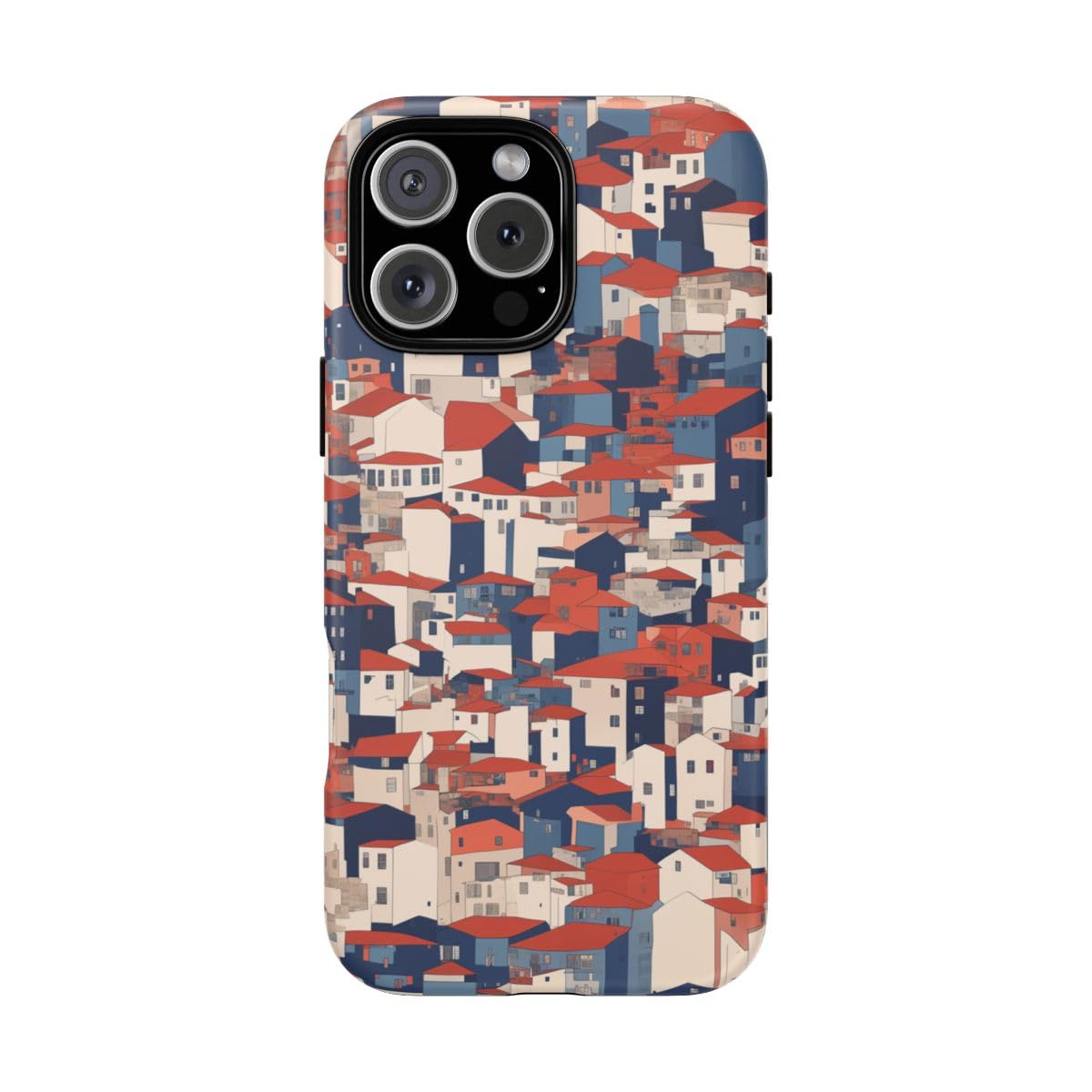Coque rigide mate maisons urbaines toits rouges iPhone 16 Pro Max - 5