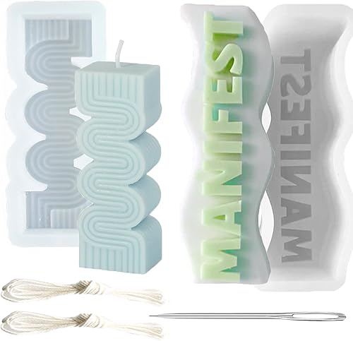 Miniatura 1 de Manifest Wave - Moldes de silicona para velas de columna, diseño geométrico, para decoración de casa, juego cilíndrico con aguja absorbente de ojos