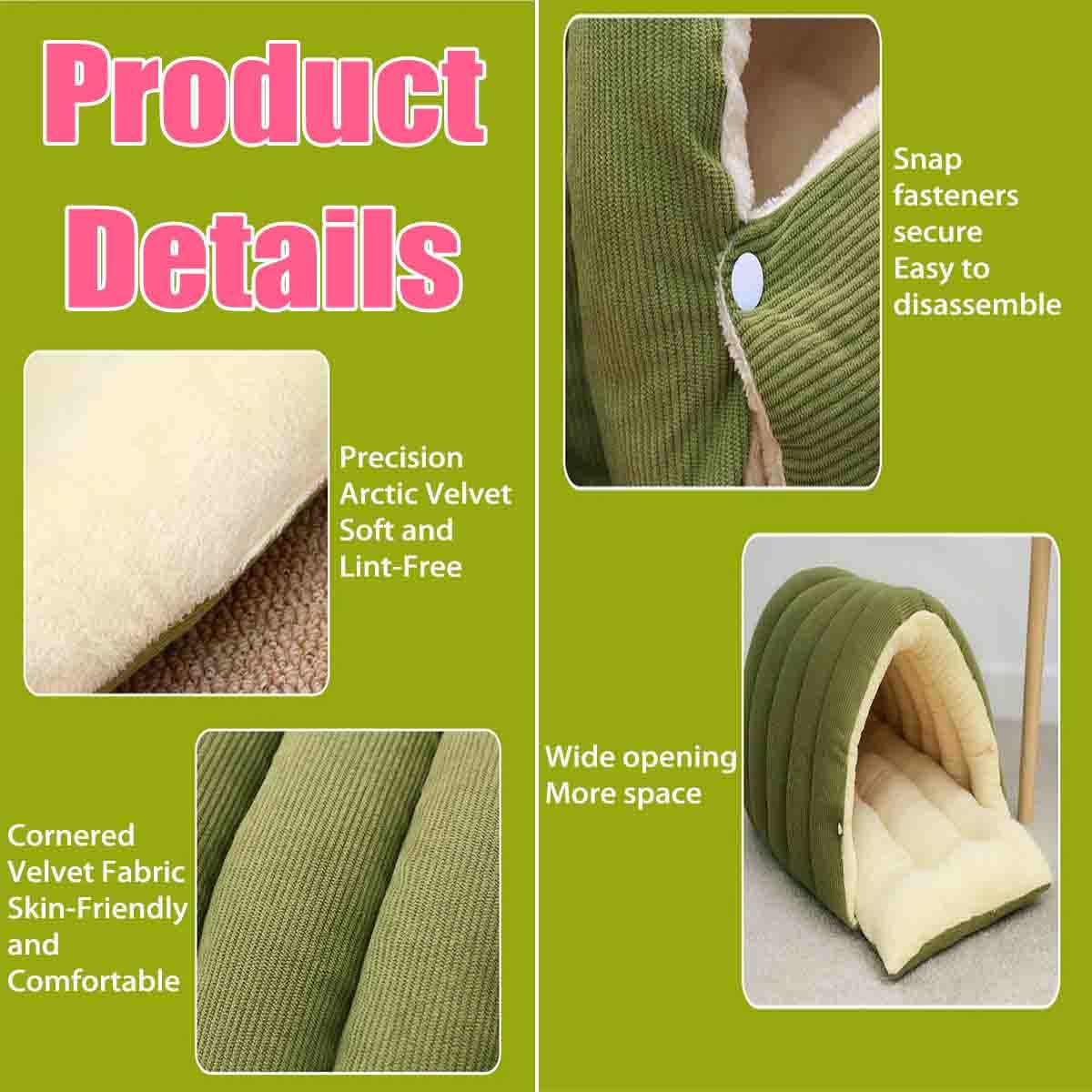 Lit Pour Chat Fermé Amovible Et Lavable Pour L'Hiver,Niche Chaude En Peluche Pour Animal De Compagnie,Tente Confortable Pour Animaux,Pour D'IntéRieur,Pour Chatons Et Petits Chiens (Beige - M)