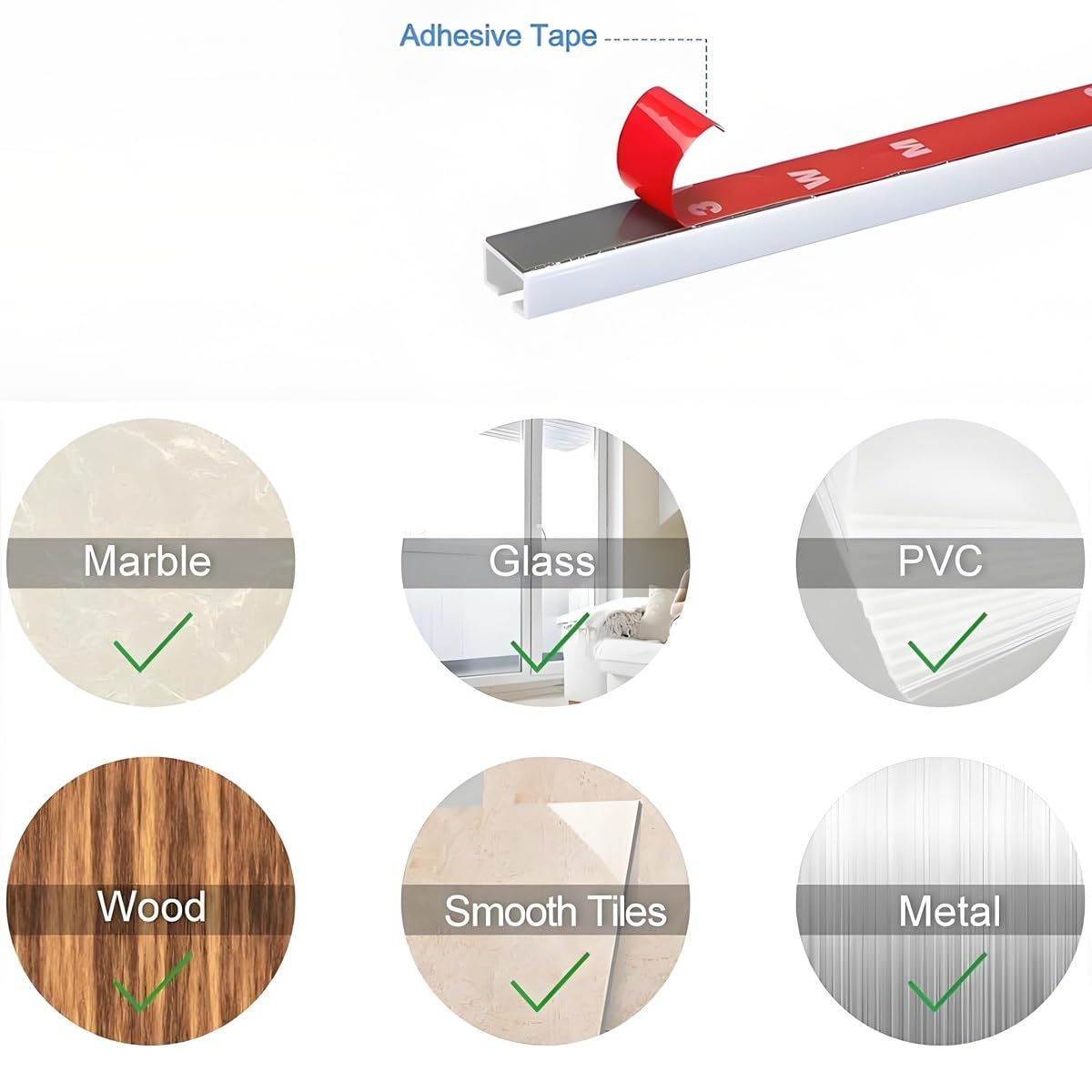 Sistema de riel deslizante autoadhesivo para montaje en techo/pared para separadores de habitaciones y duchas, sin taladro, fácil instalación, funcionamiento silencioso, 3,90 m de longitud, accesorios