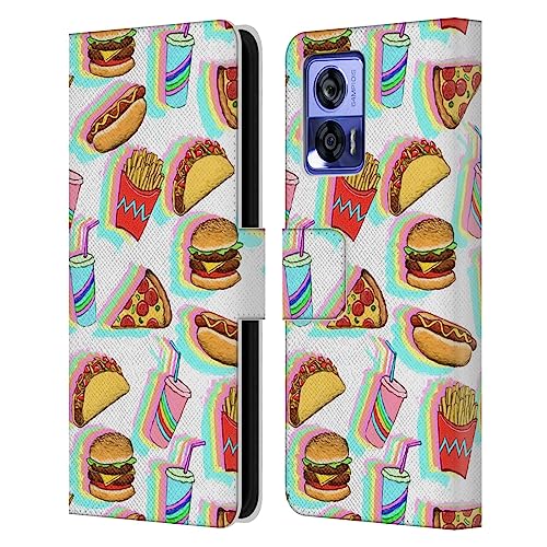 Head Case Designs Officially Licensed Micklyn Le Feuvre Rainbow Fast Food Patterns 2 Leather Book Wallet Case Cover Compatible with Motorola Edge 30 Neo 5G