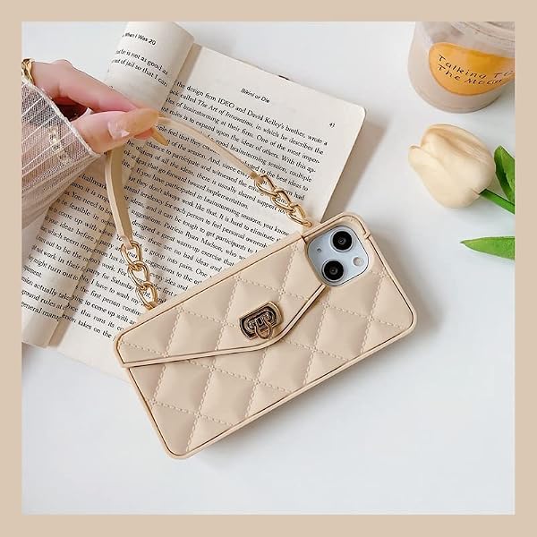 Yatchen Wallet Case for iPhone 14 Plus,Crossbody Phone Case with Lanyard Strap Cute Flip Credit Card Holder Soft Silicone Girls Lady Handbag Cover for iPhone 14 Plus Khaki by Yatchen - Used condition - Image 6