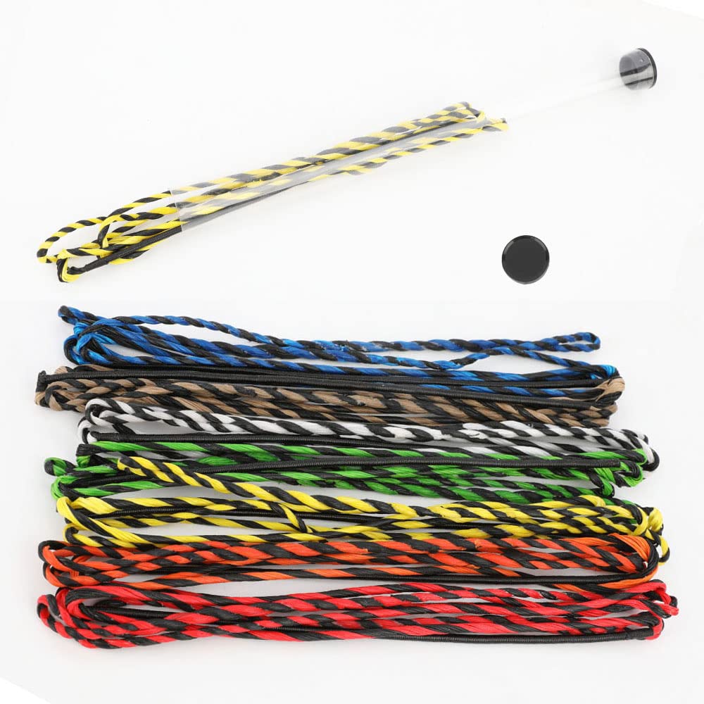 SHARROW Archery Bow String Handmade Replacement Bowstring 55 57 Inch 16 Strands Flemish Double Twisted Bow Strings for Recurve Bow Longbow (Black&Yellow, 57 inch)