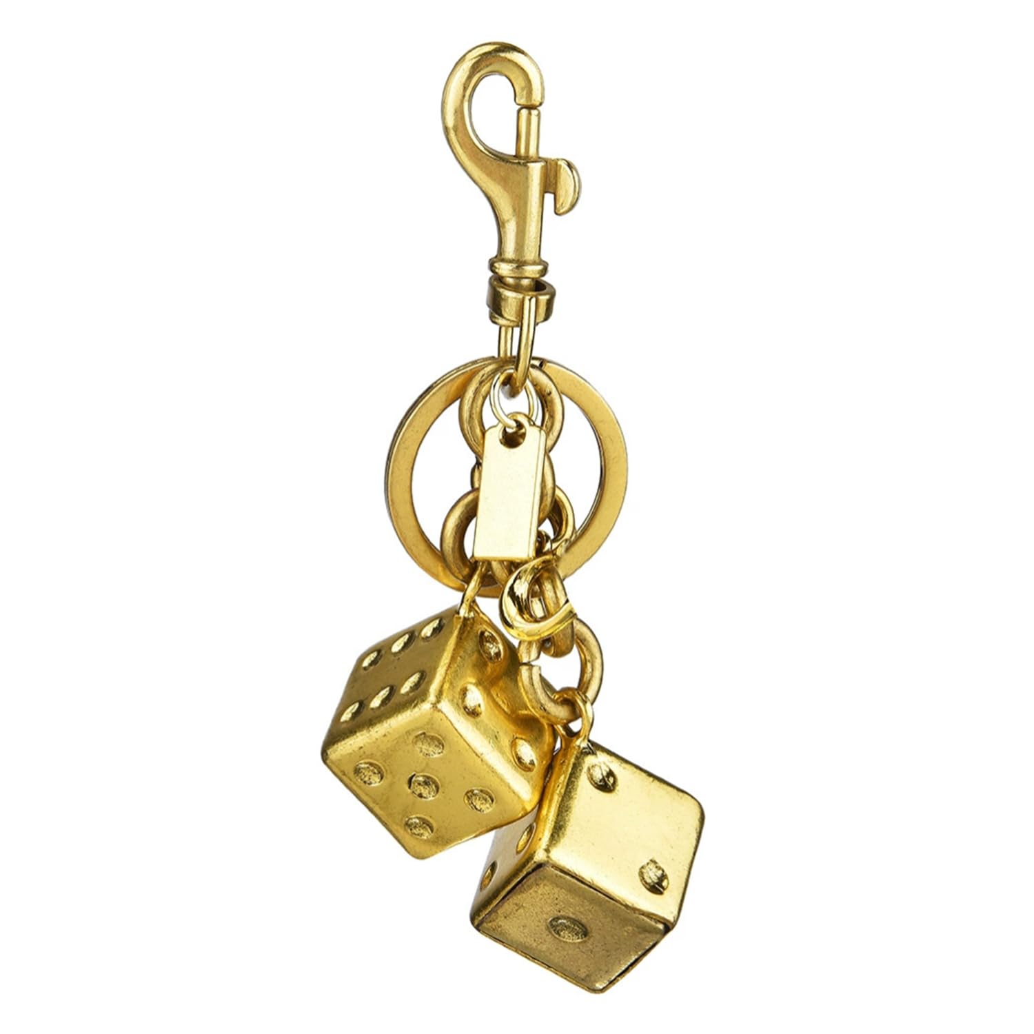 ZDHC Cool Dice Metal Keychain Personalized Handbag Bag Pendant Keyring Accessories Purse Charm for Men Women (Gold)