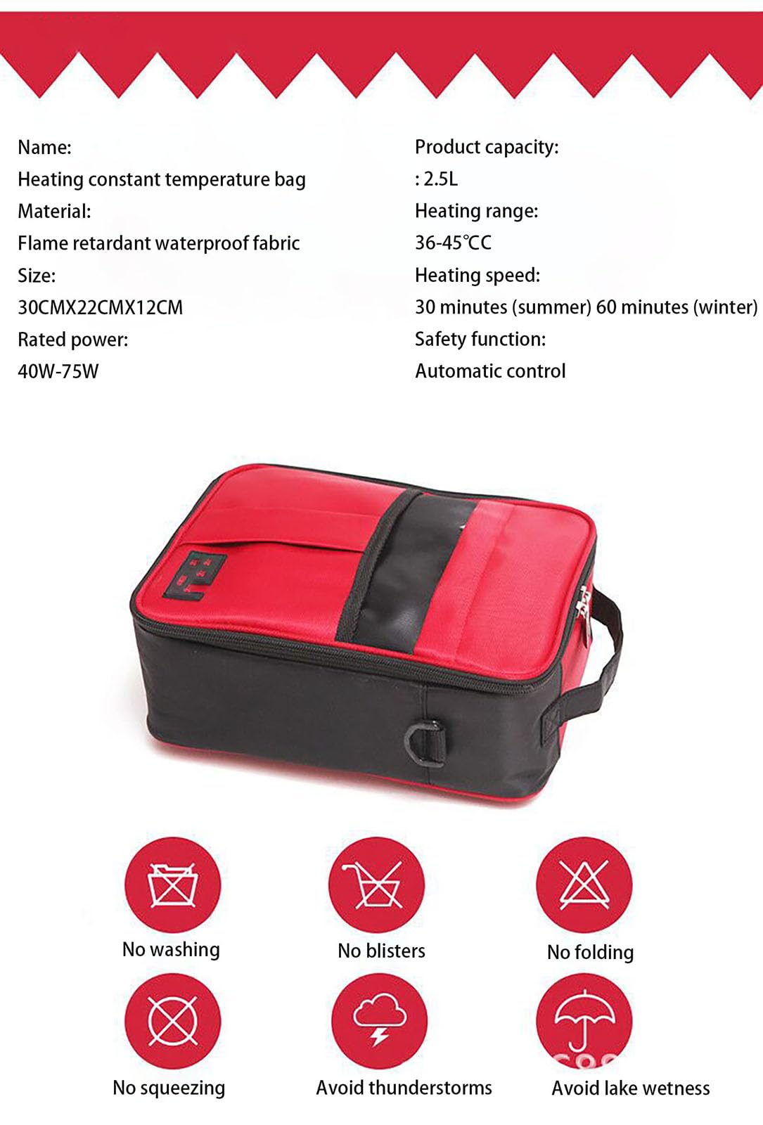 Borsa Termica Portatile Multifunzione con Controllo Intelligente della Temperatura, Regolabile per casa e Auto, capacità 2,5 l, Riscaldamento rapido per liquidi