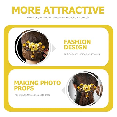 Miniatura 3 de minkissy Pasadores florales retro, pinzas para el cabello de cristal fénix, pasadores de pelo de cristal naranja, colgante de cuentas de cristal