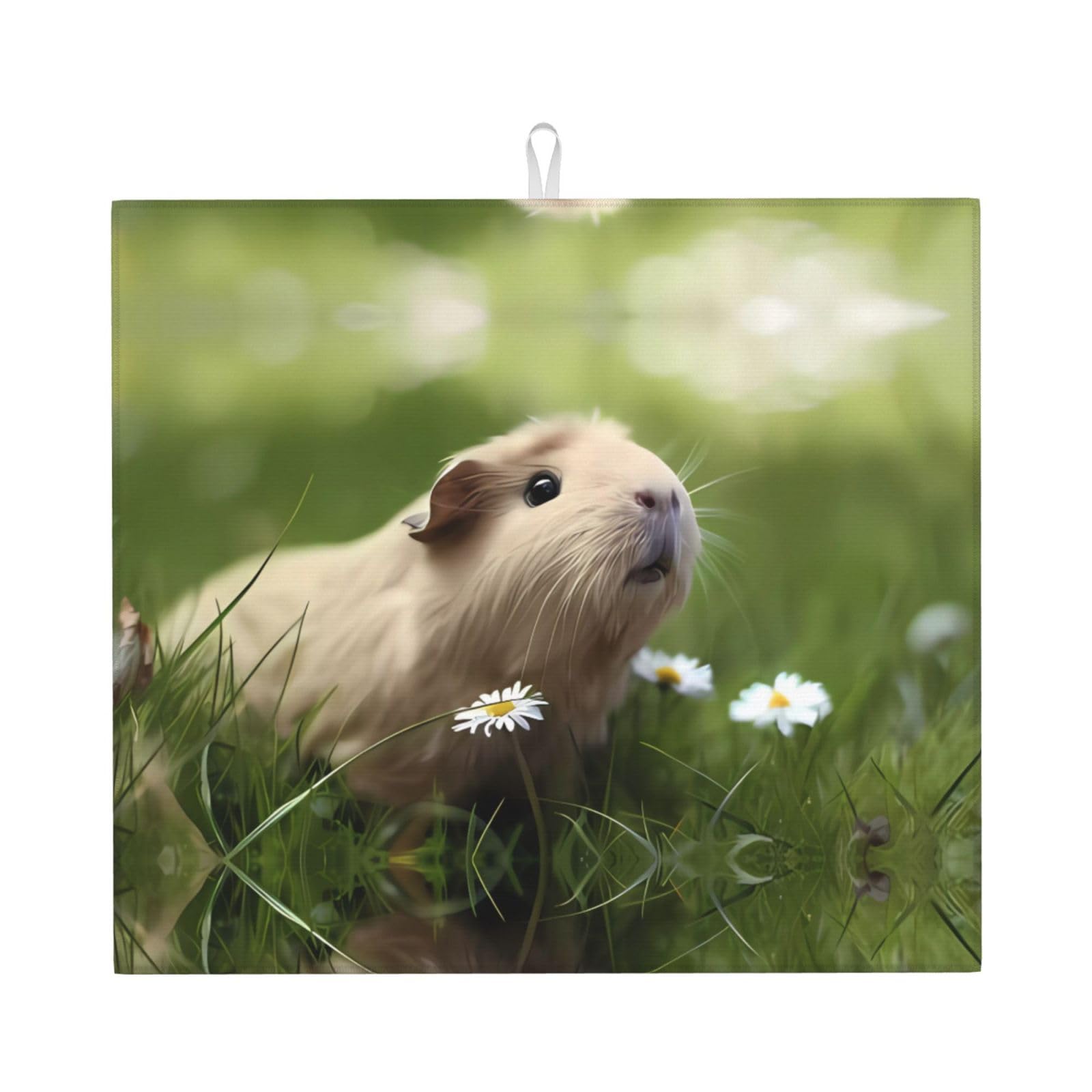 YYHHAOFA Cute Guinea Pig Prints Kitchen Drying Mat – Highly Absorbent Microfiber Throw, Non-Slip Counter Cover for Dishes, Fade-Resistant Print & Appliance Protection