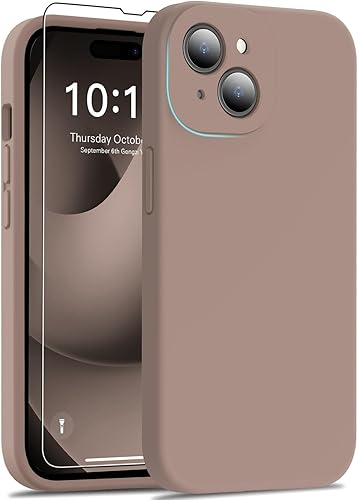 DEENAKIN Funda diseñada para iPhone 15 Plus con protector de pantalla, protección mejorada de la cámara, funda de silicona suave al tacto de la piel