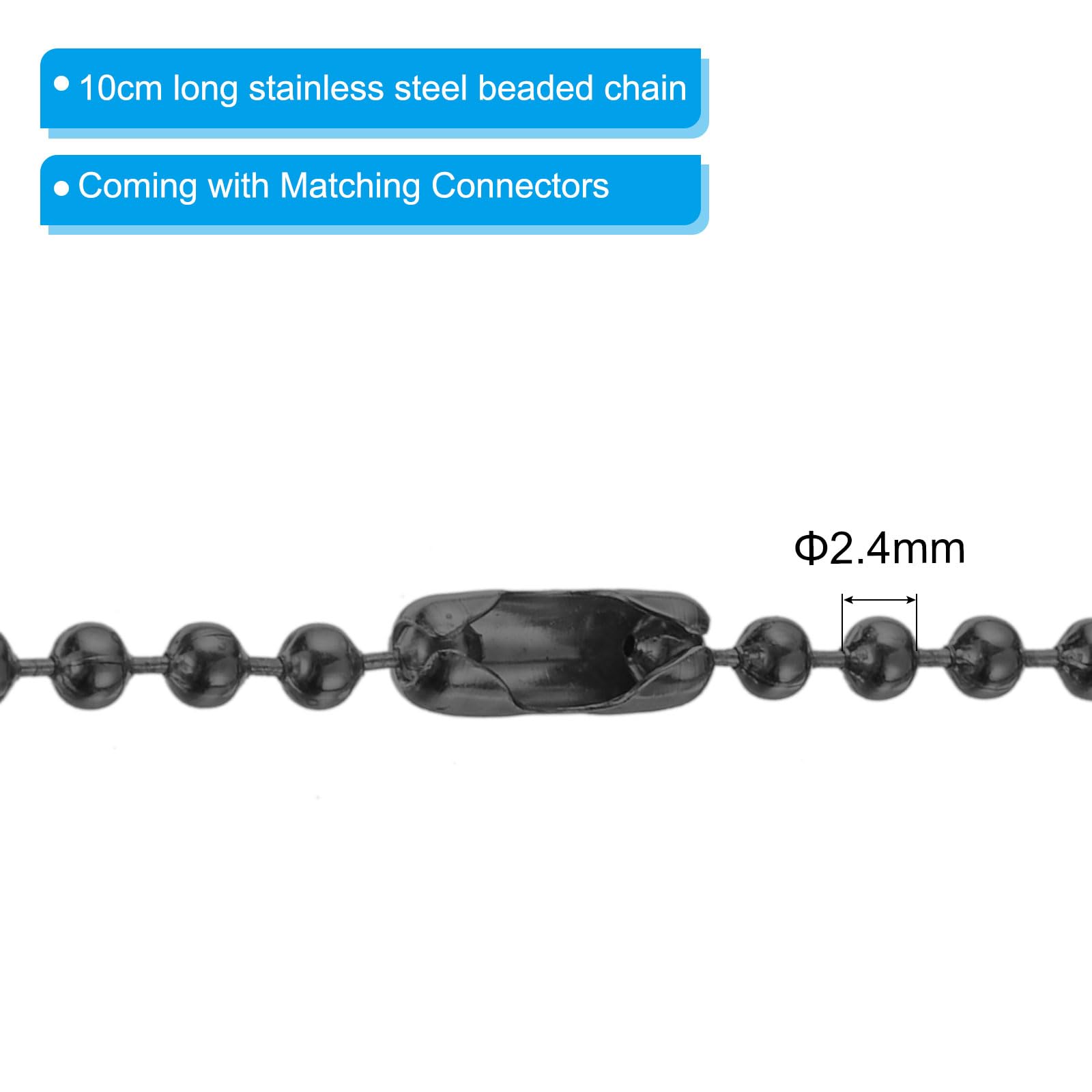 PATIKIL 2.4mm x 10cm Beaded Ball Chain - Image 2