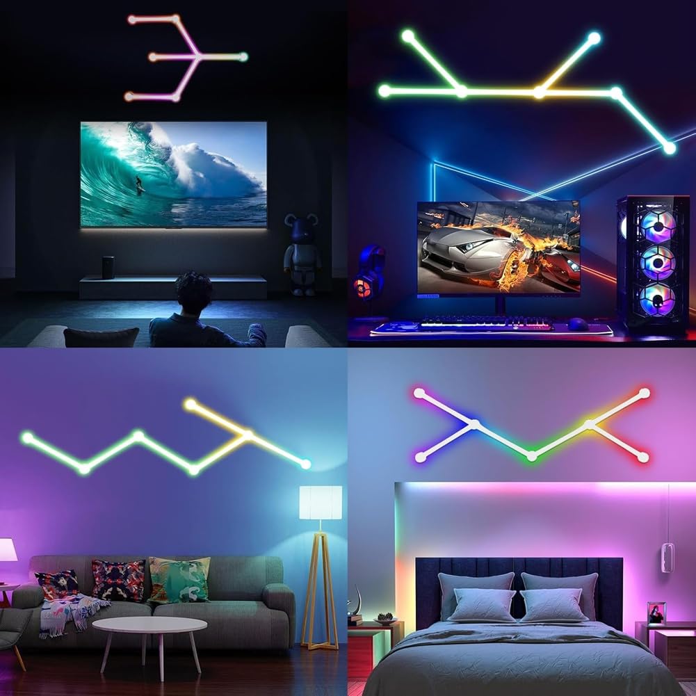 Luce da Parete Intelligente USB RGB LED Barre Luminose 16 Milioni di Colori Dimmerabili Sincronizzazione Musicale Barre Luminose DIY per La Casa