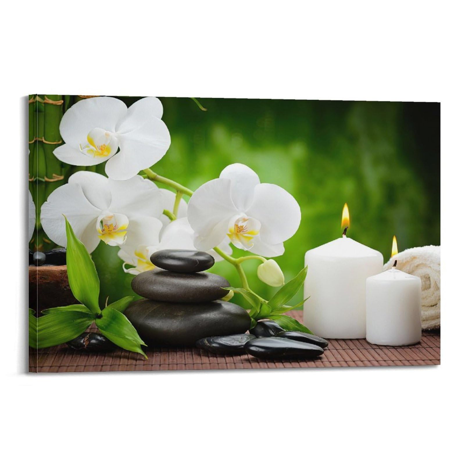 ZSZWHJ Zen Stones Poster Tranquil Spa Setup Poster Decorative Painting Canvas Wall Posters And Art Picture Print Modern Family Bedroom Decor Posters 24x36inch(60x90cm)