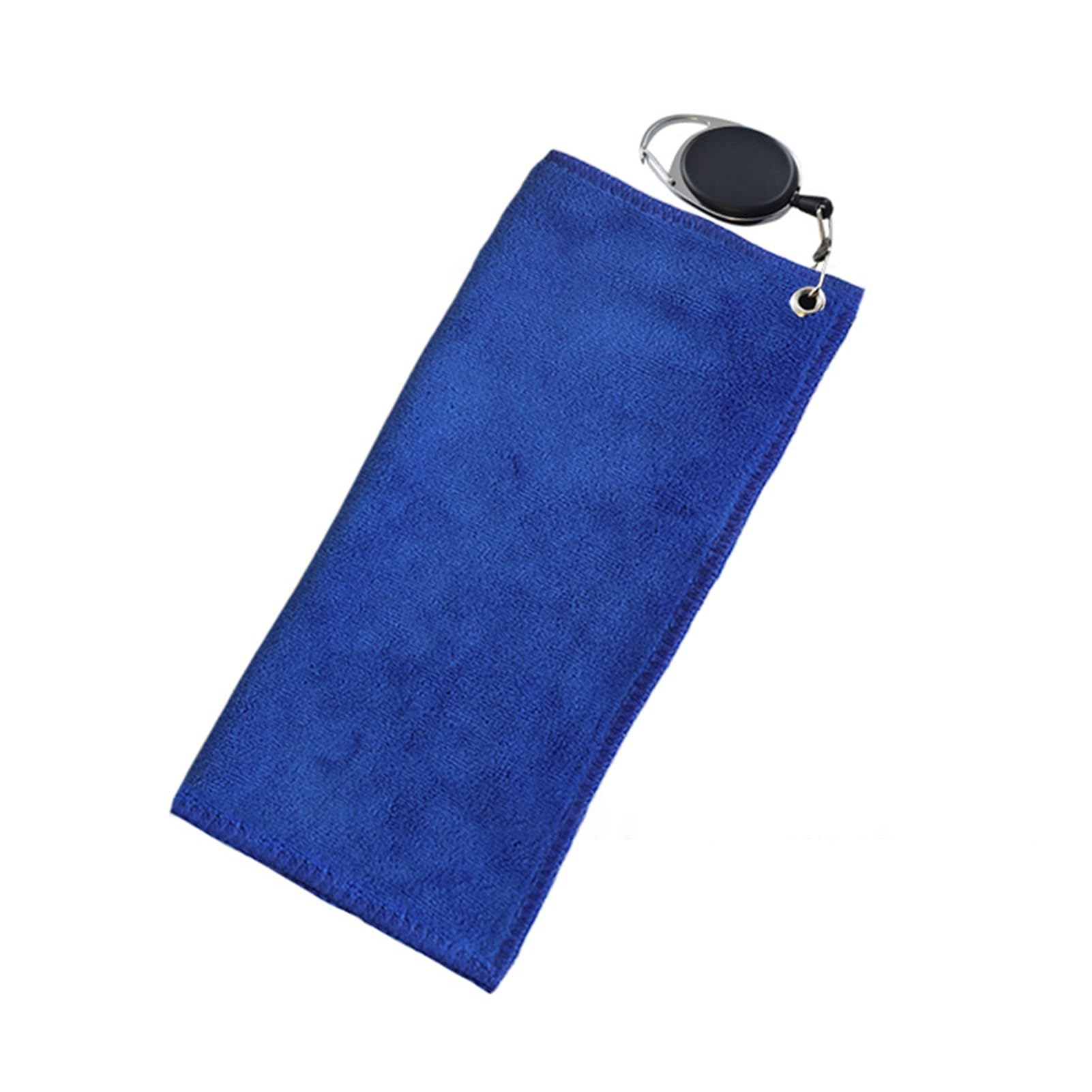 Pofluany Men's Blue Golf Towel With Retractable Hook Carabiner Golf Towel Golf Towel With Carabiner Cotton Towel For Golf Carts Or Clubs Club Ball Cleaning Towel Golfing Gear For Wo