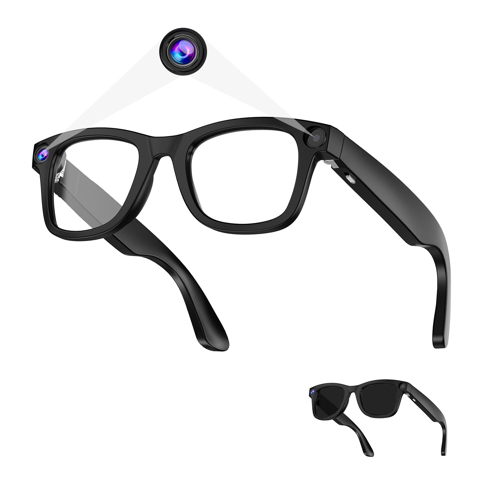 AI Smart Glasses - 800W HD Camera, 1080P Video, Voice Control, Bluetooth/Wi-Fi, 220mAh Fast Charging, Lightweight for Hands-Free Recording-Anti-Blue Lights & Polarized Lenses Included