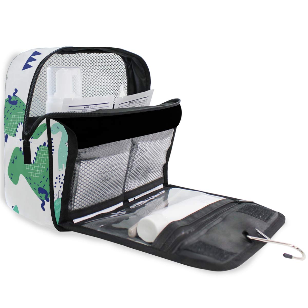 Kit de neceser de viaje colgante, estuche de maquillaje, organizador de cosméticos para hombres y mujeres, Dinosaurios creativos, Talla única