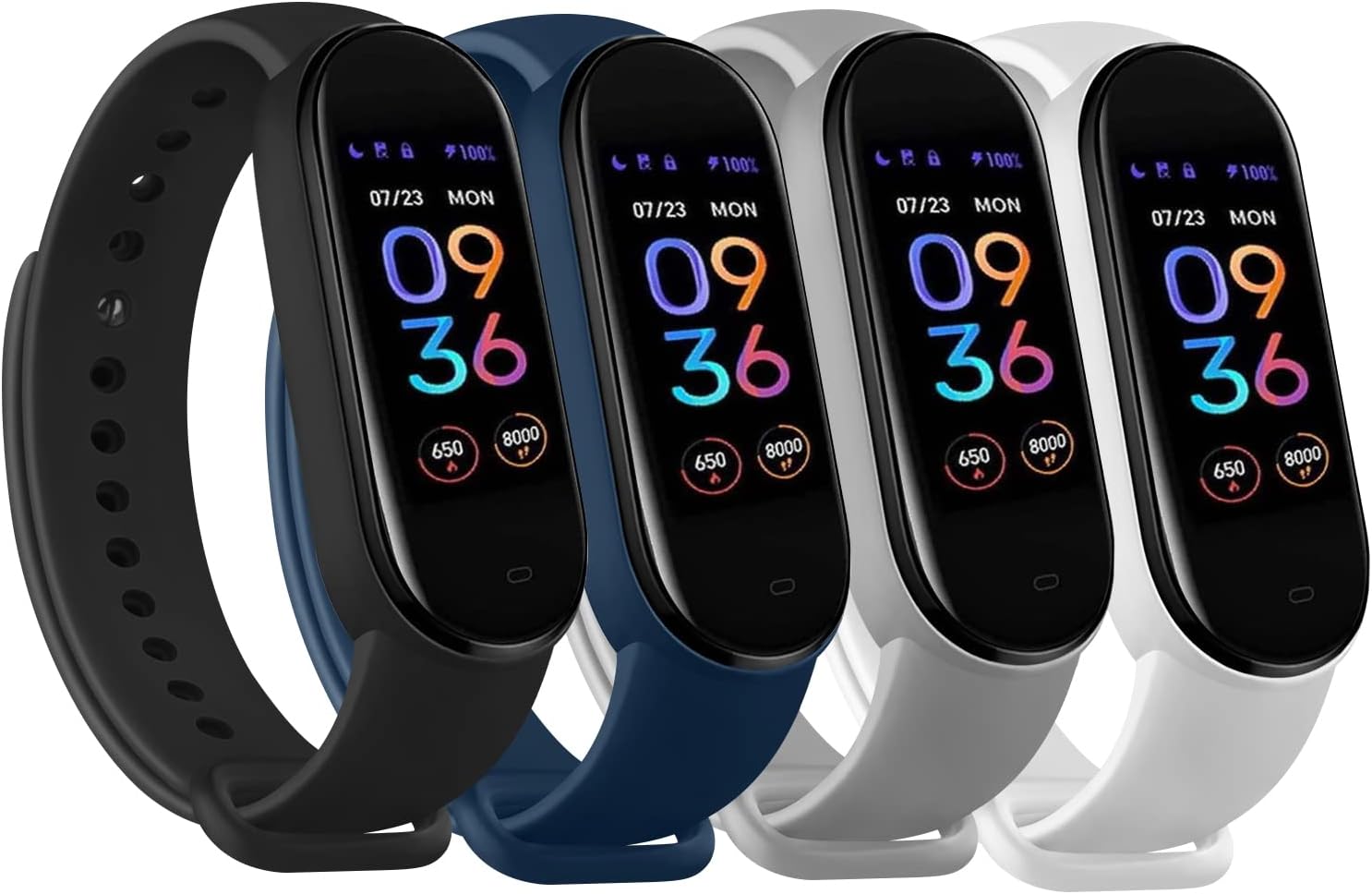 4 PACK Bands for Amazfit Band 5 Replacement Strap, Soft Silicone Sport Strap Wristband Compatible with Amazfit Band 5 Watchband Accessories