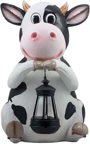 Miniatura 6 de Ebros Gift Estatua de vaca bovina Holstein Mama de granja de animales de campo con luz solar LED linterna Betty Sue decoración de jardín camino