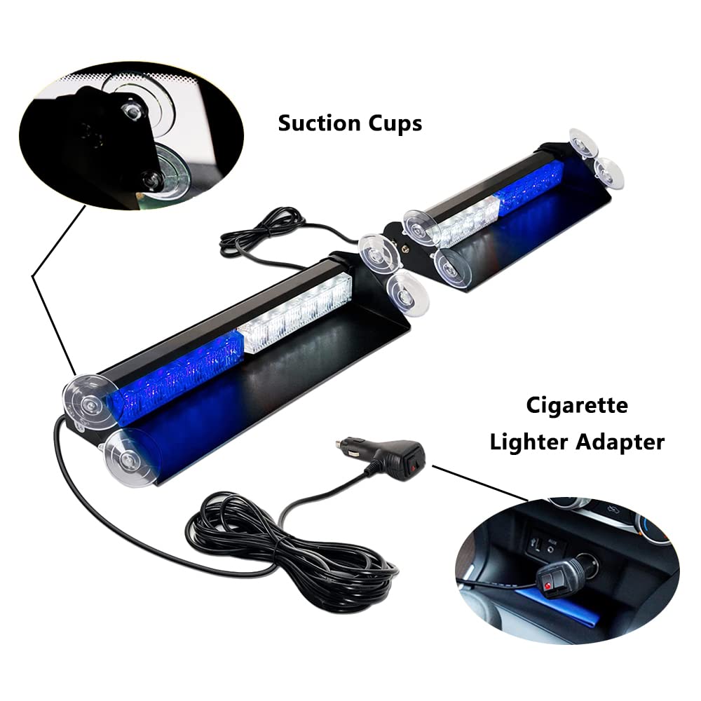 Riloer Barra de luces estroboscópicas de emergencia Dash 2 en 1 con 24 LED de alta intensidad y lentes ópticas Tir compatible con ámbar/blanco universal