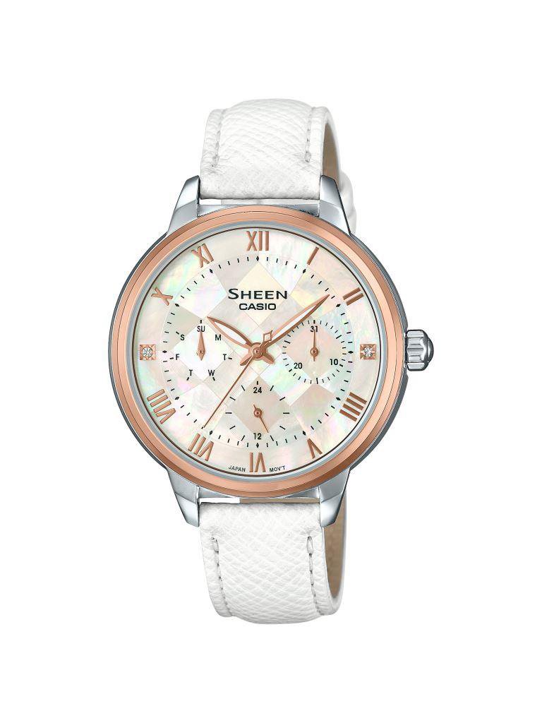 Casio Sheen Analog Mother of Pearl Dial Womens Watch - SHE-3057PGL-7AUDR (SX194) (B074174P5F) Amazon Price History, Amazon Price Tracker