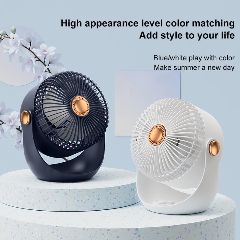Image of SKYTONE Table Fan For Home | High Speed-Ultra-quiet, 360 Adjustment for Better Cooling-Fan-Upto 8 Hrs. Runtime-3 Speed Modes Portable fan for Home, Office, Kitchen (NAVYBLUE)