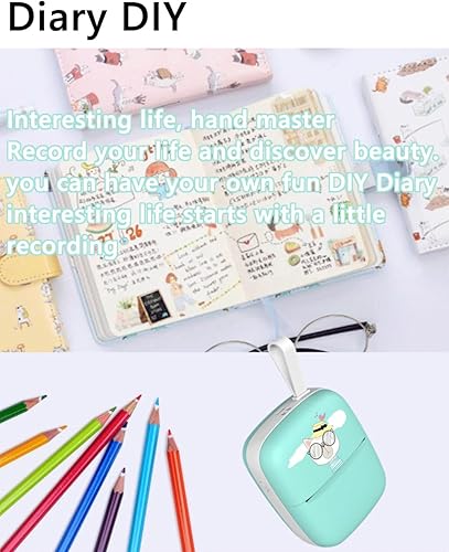 Miniatura 6 de Mini impresora portátil, impresora térmica de bolsillo rosa con 5 rollos de papel compatible con iOS Android, impresora inteligente inalámbrica