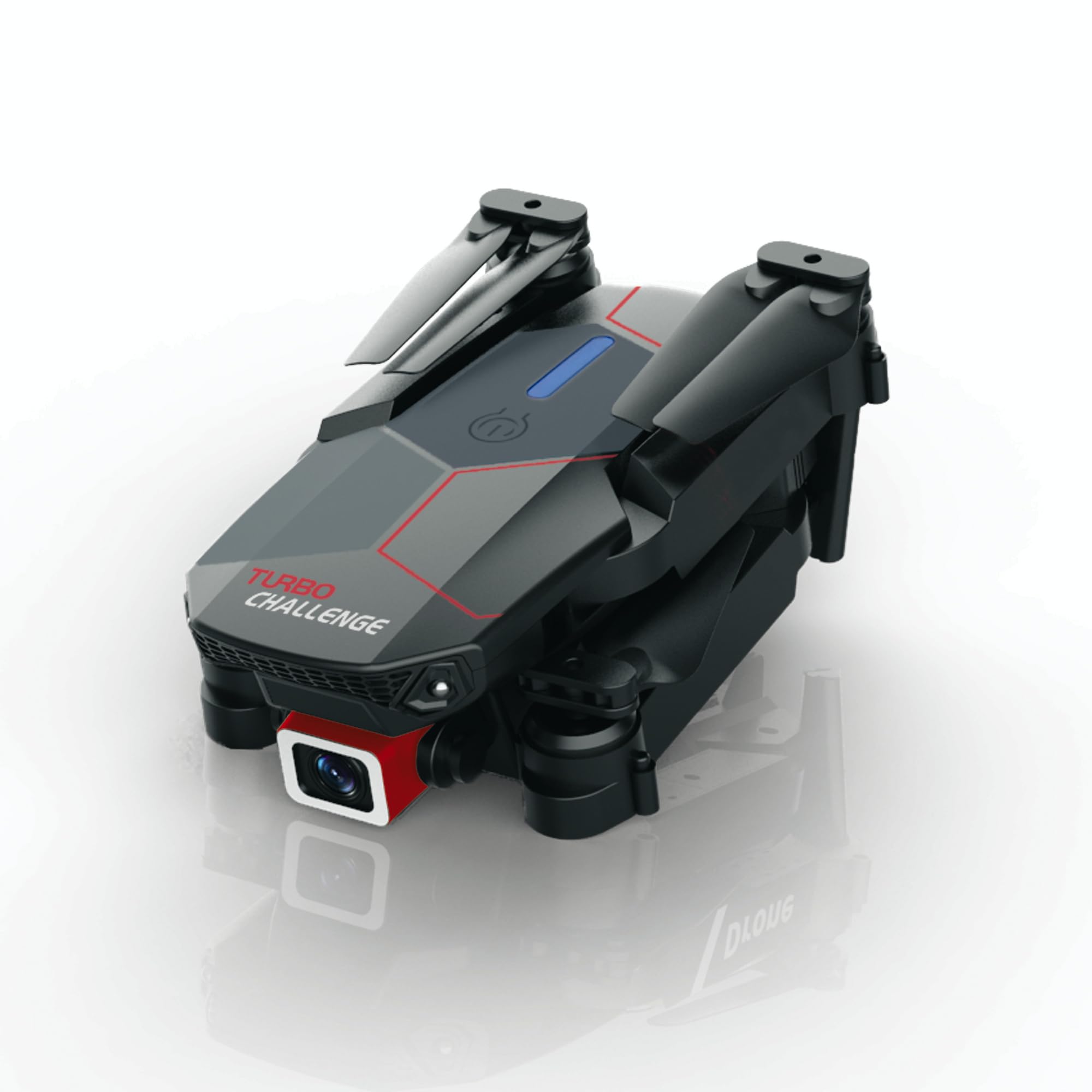 TURBO CHALLENGE - Drone - Quadricoptère - 400329 - Dispositif Volant - Noir - 2 Batteries Rechargeables - Cadeau - Anniversaire - Vidéo - Photo - Radiocommandé - Ecran Intégré - À Partir de 14 Ans