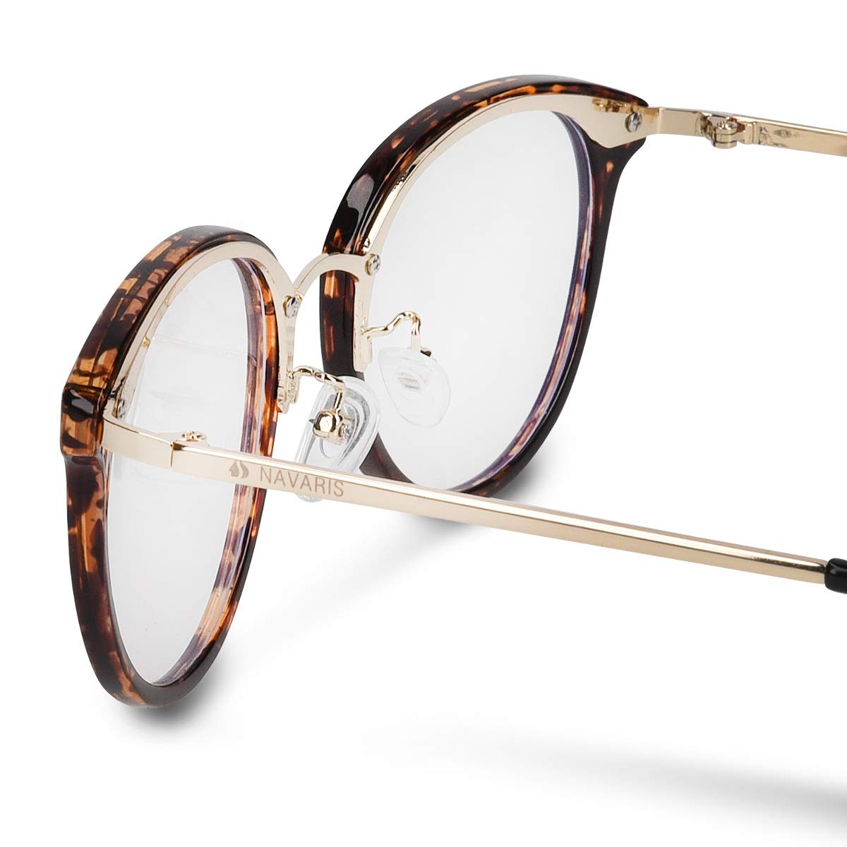 Navaris Retro Okulary Bez Recepty - Damskie Męskie Vintage 50-Nerd Z Metalowymi Wspornikami