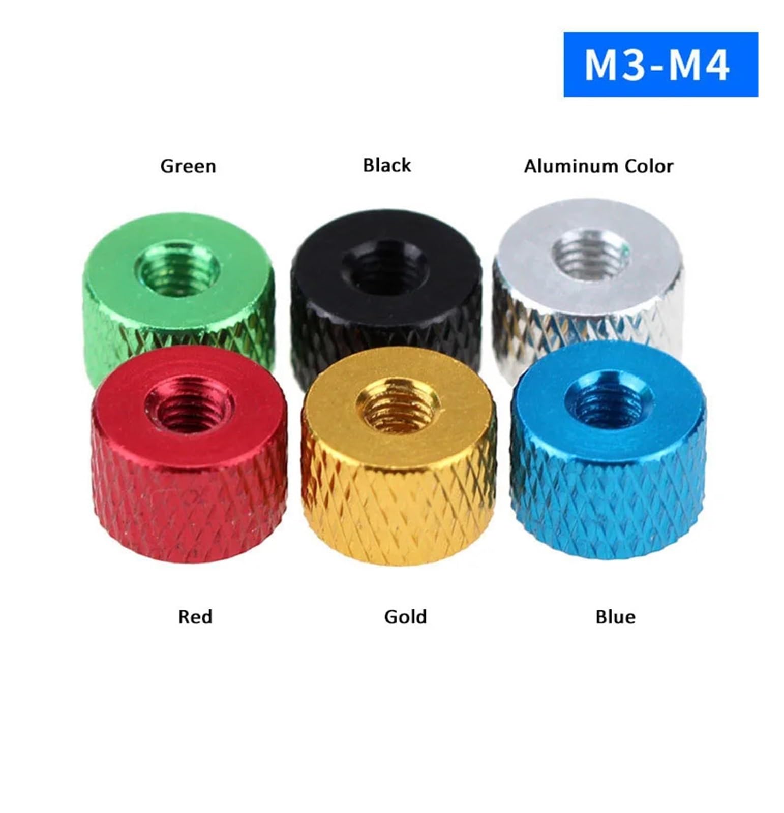 Viti a Testa zigrinata, Viti a Testa zigrinata in Lega di Alluminio Dadi M3 M4 Multicolor 10/20/30/40/50 PZ(Aluminum Color,40 PCS)