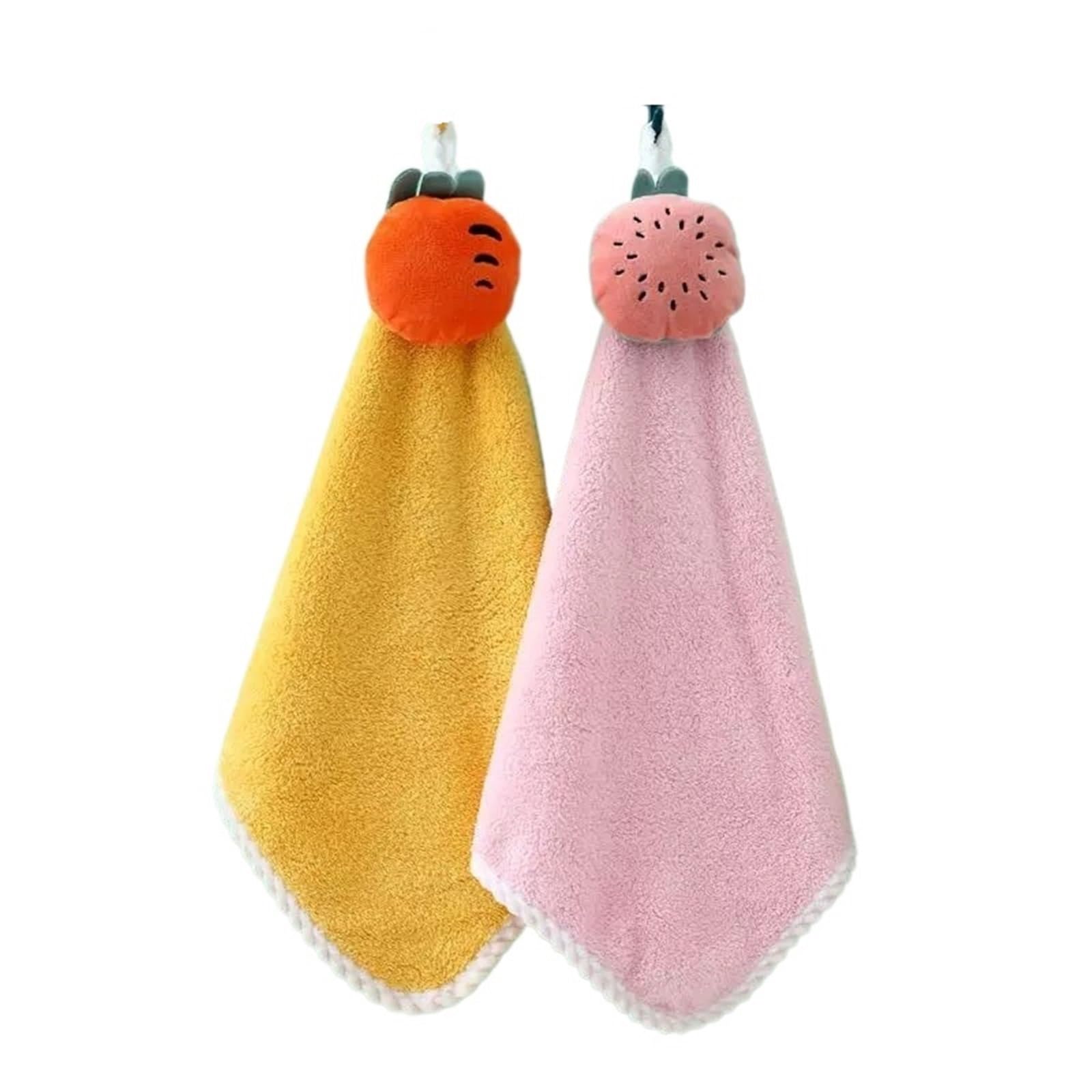 PPdingding 2pcs Cute Microfiber Hand Towels - Ultra Absorbent Bathroom Towels for Quick Drying(Carrots watermelons)