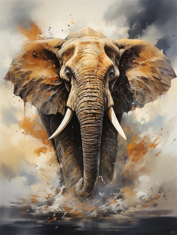 Kit Point de Croix Éléphant Lfynior 11CT Broderie Pré-Imprimée 40x50cm