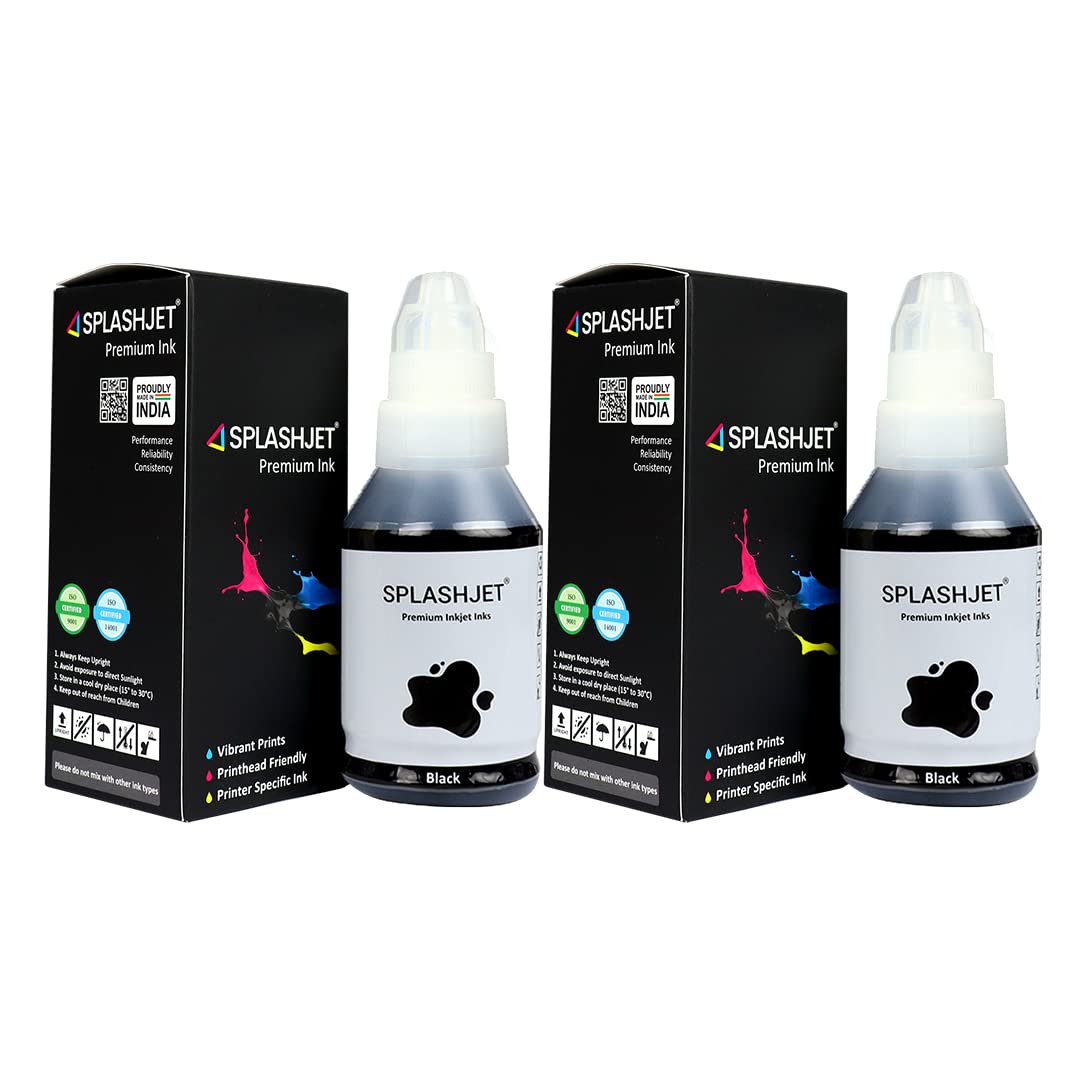 Splashjet 790 Compatible Refill Ink for Canon Pixma G2010, G2000, G1010, G1000, G3010, G3000, G4010, G4000 Printer - 790 Ink Bottle for Canon Inktank Printer (135gm x 2 Black) Bottle - 503467